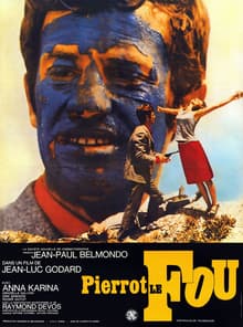 Poster for Pierrot le fou (1965): Jean-Paul Belmondo and Anna Karina against blocks of primary color