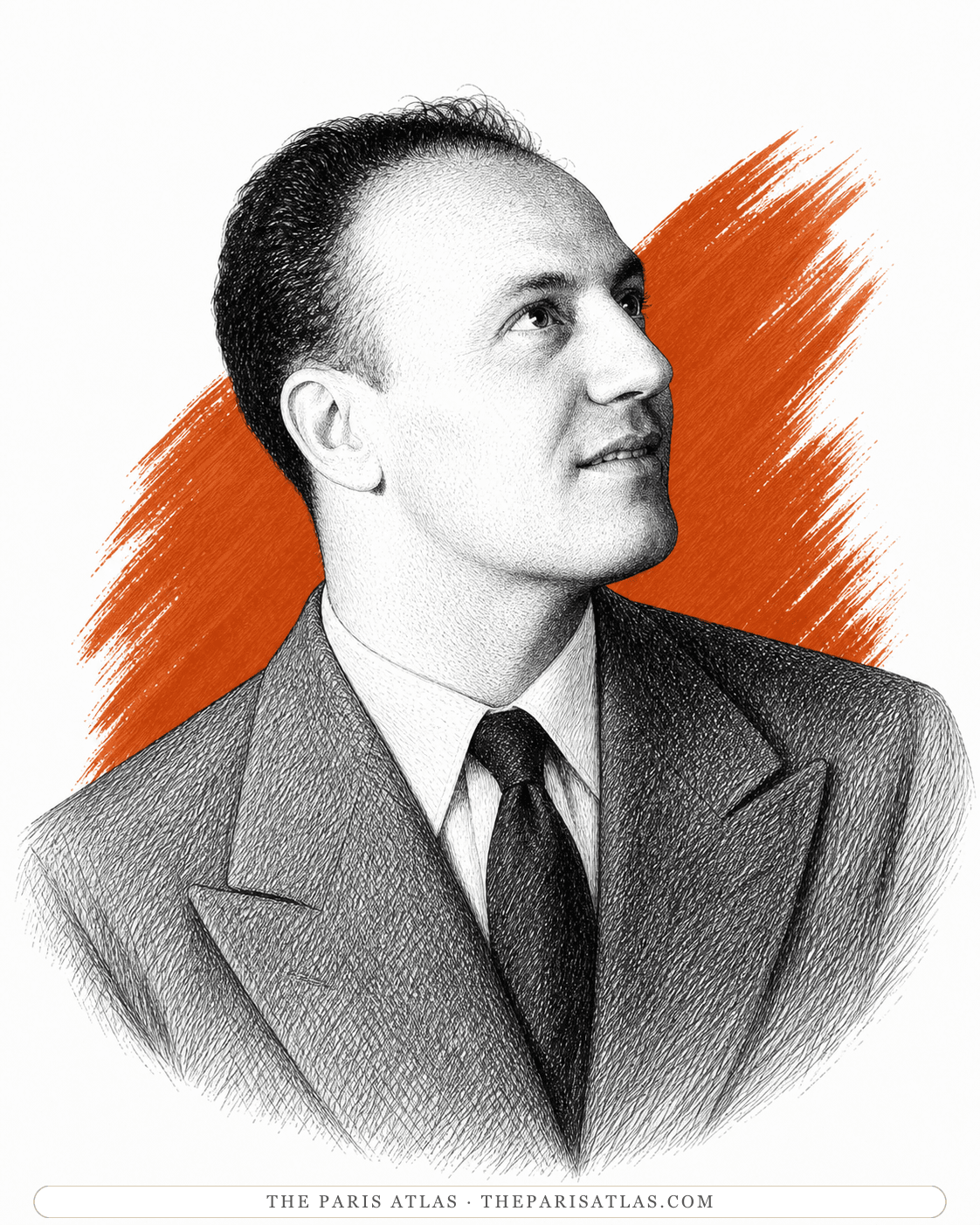 Illustrated portrait of Pierre Balmain