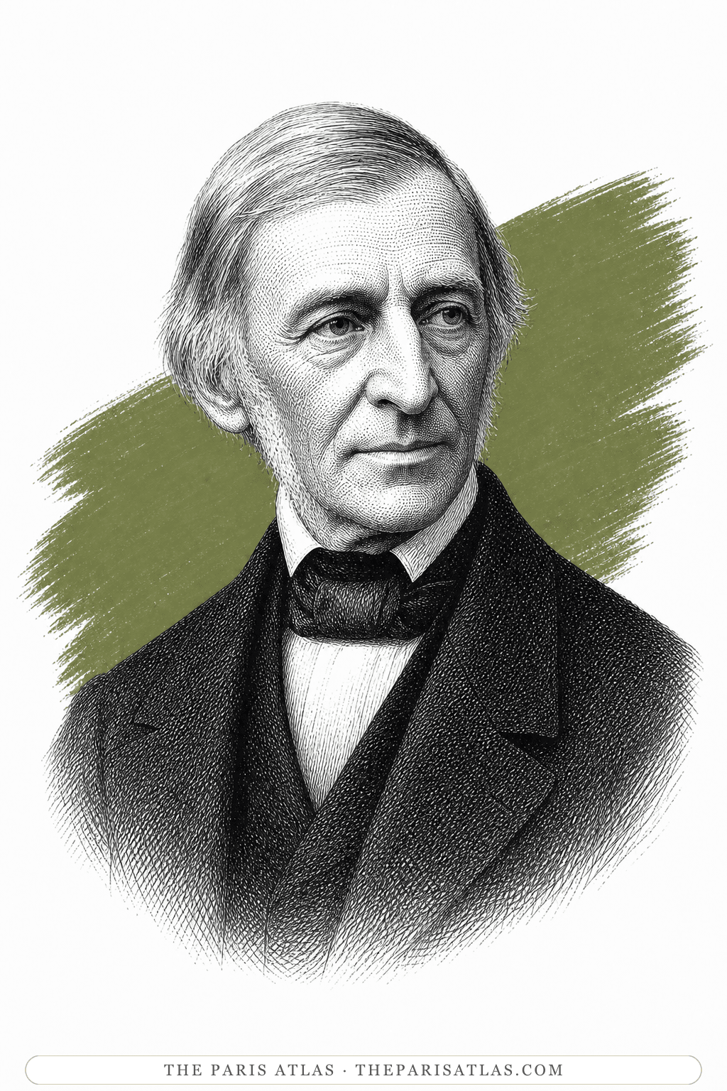 Illustrated portrait of Ralph Waldo Emerson