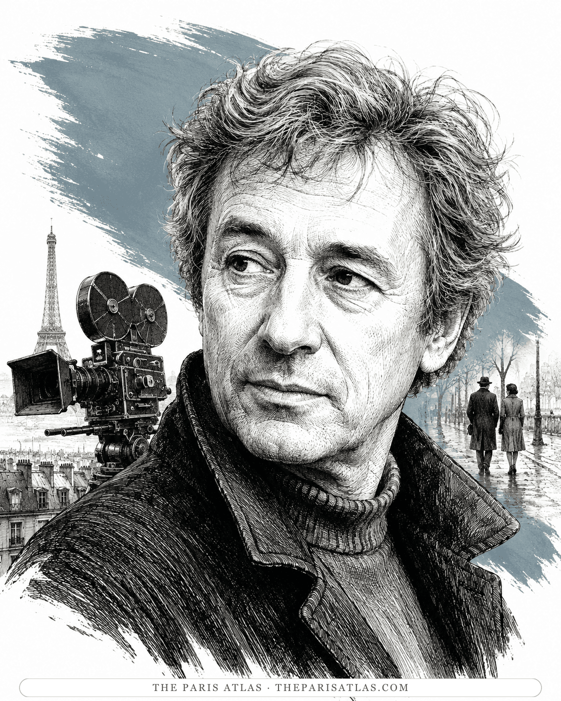 Illustrated portrait of Raoul Coutard
