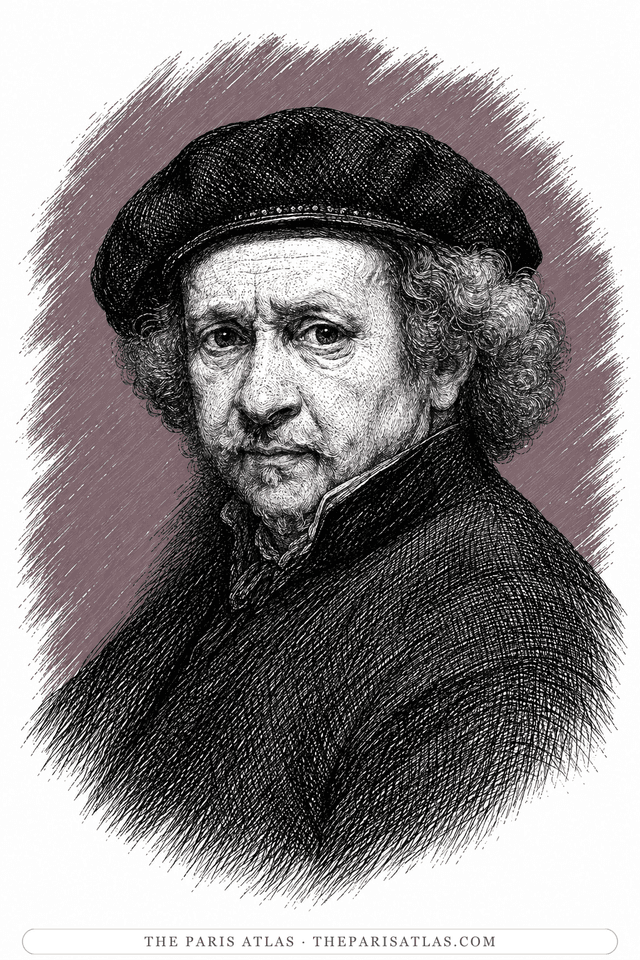 Illustrated portrait of Rembrandt van Rijn