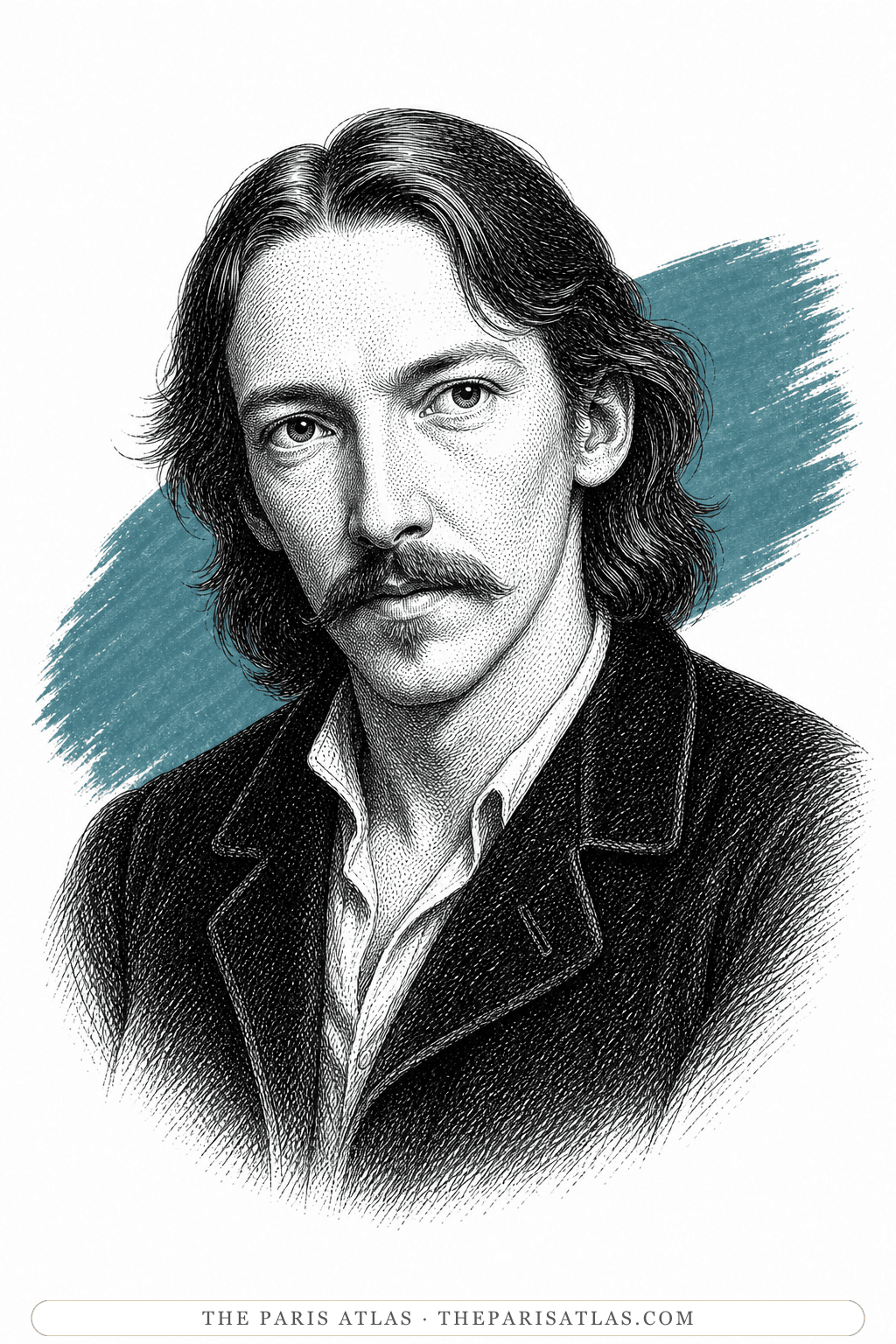 Illustrated portrait of Robert Louis Stevenson