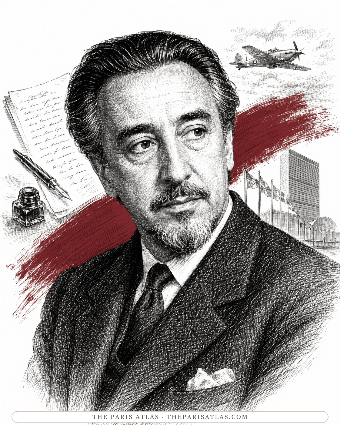 Illustrated portrait of Romain Gary