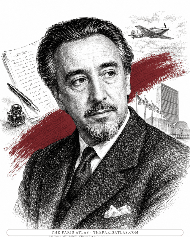 Illustrated portrait of Romain Gary