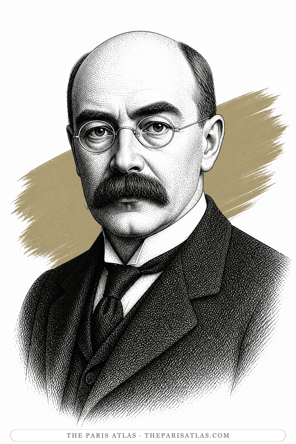 Illustrated portrait of Rudyard Kipling