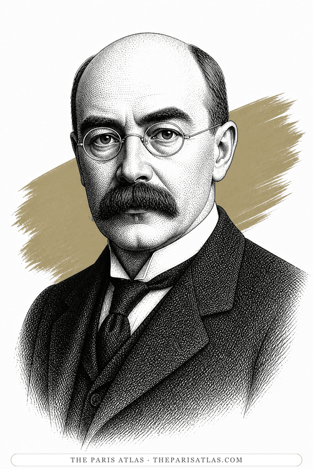 Illustrated portrait of Rudyard Kipling