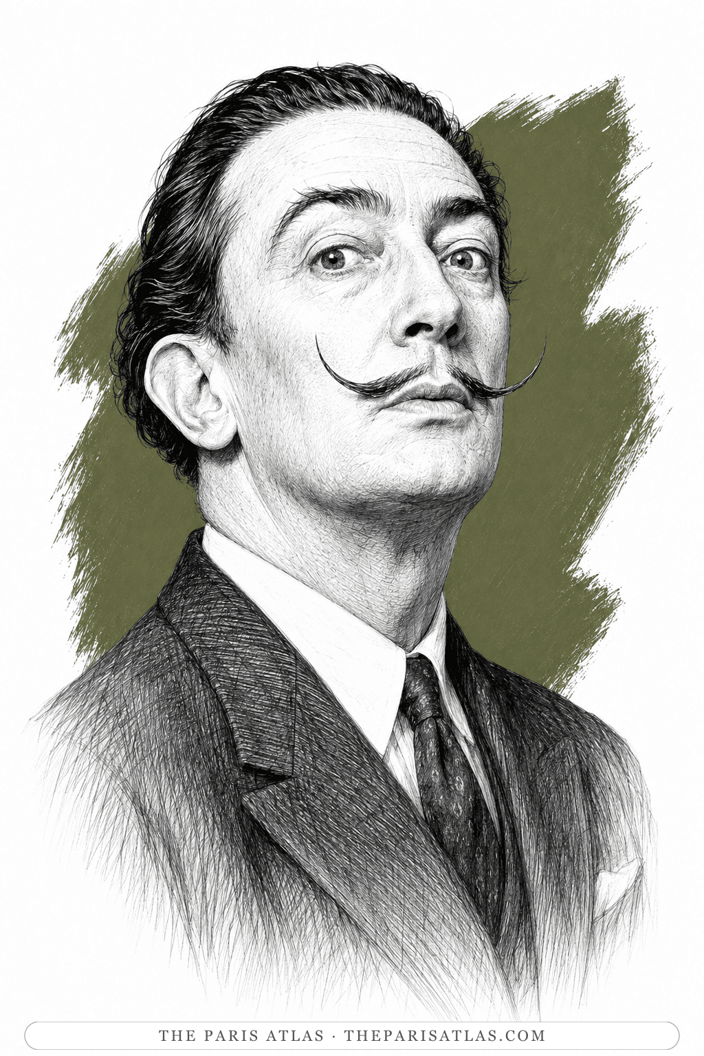 Illustrated portrait of Salvador Dalí