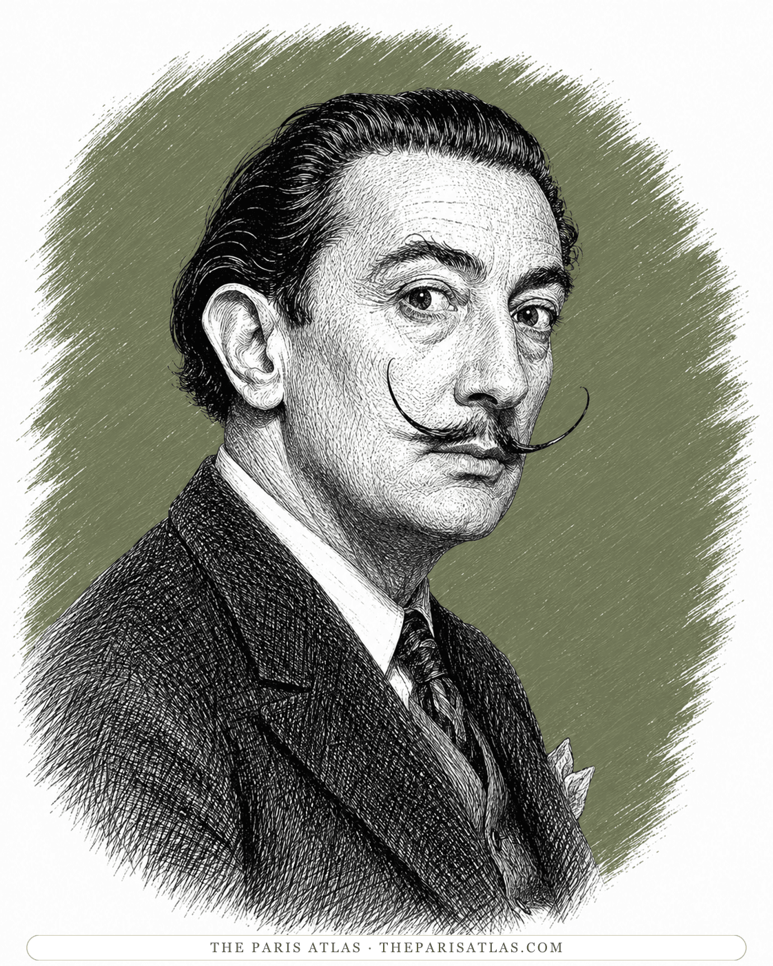 Illustrated portrait of Salvador Dalí