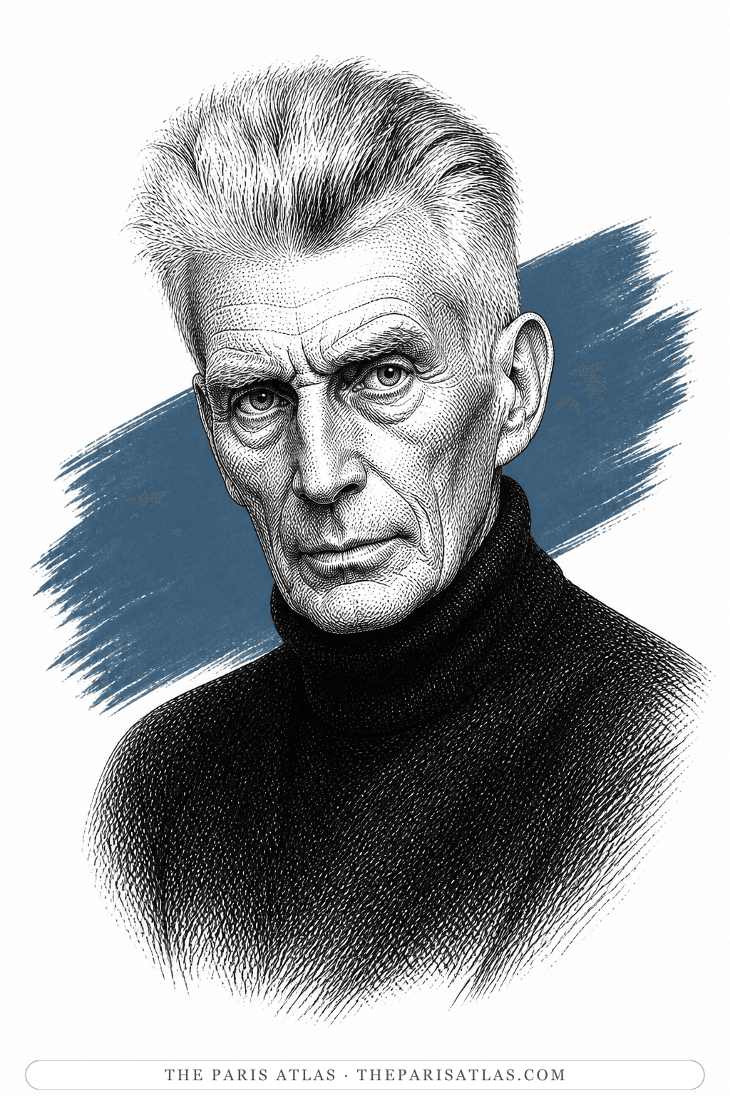 Illustrated portrait of Samuel Beckett