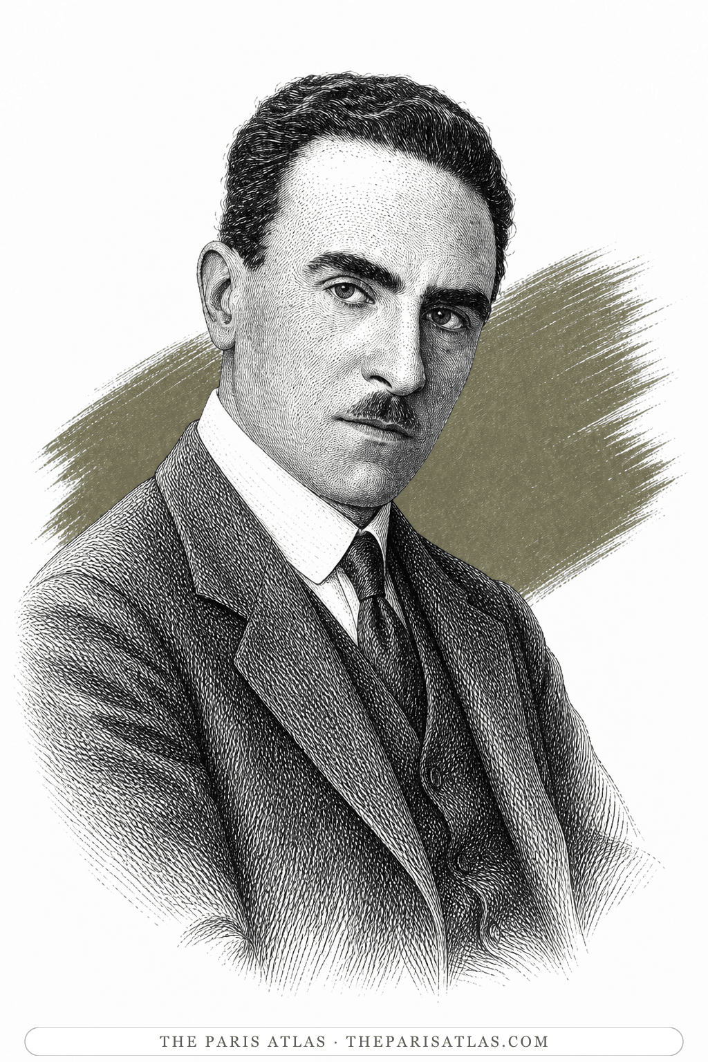 Illustrated portrait of Sax Rohmer