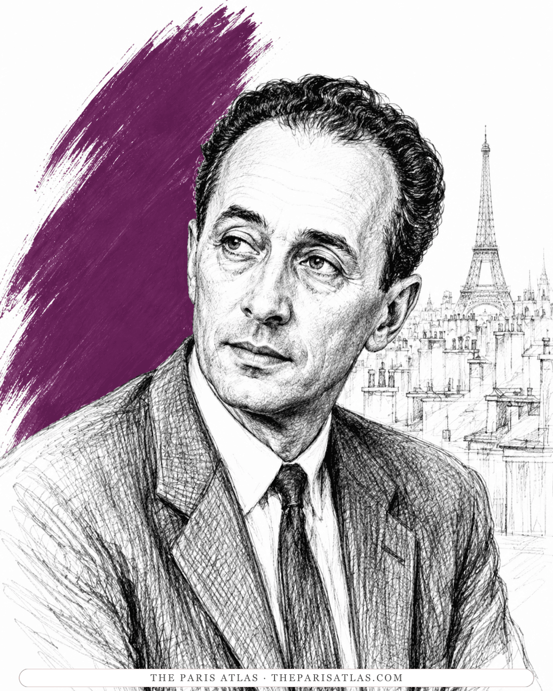 Illustrated portrait of Sol Stein
