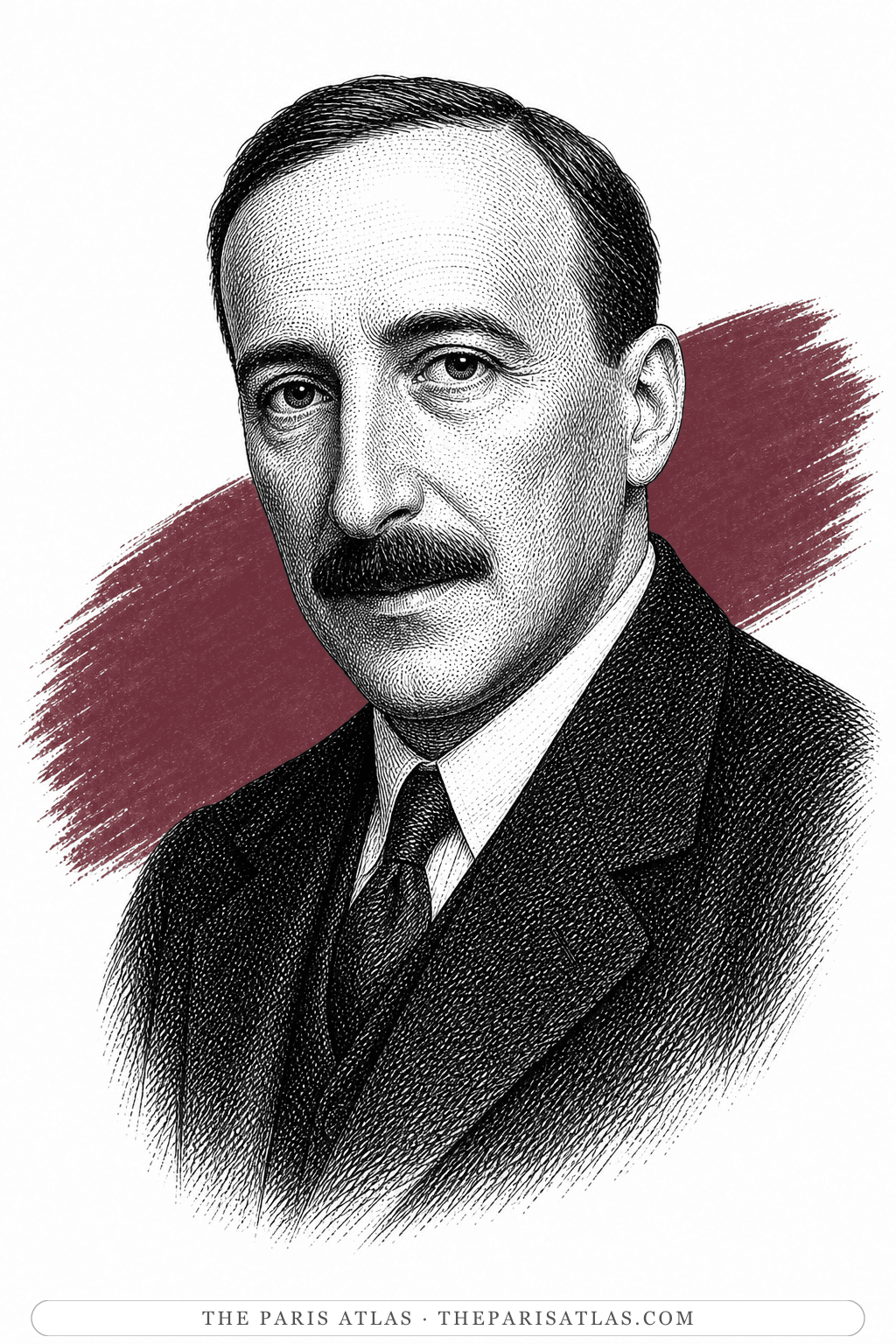 Illustrated portrait of Stefan Zweig