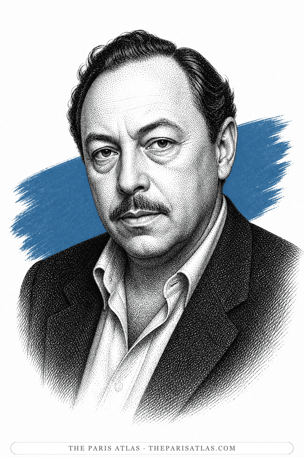Illustrated portrait of Tennessee Williams