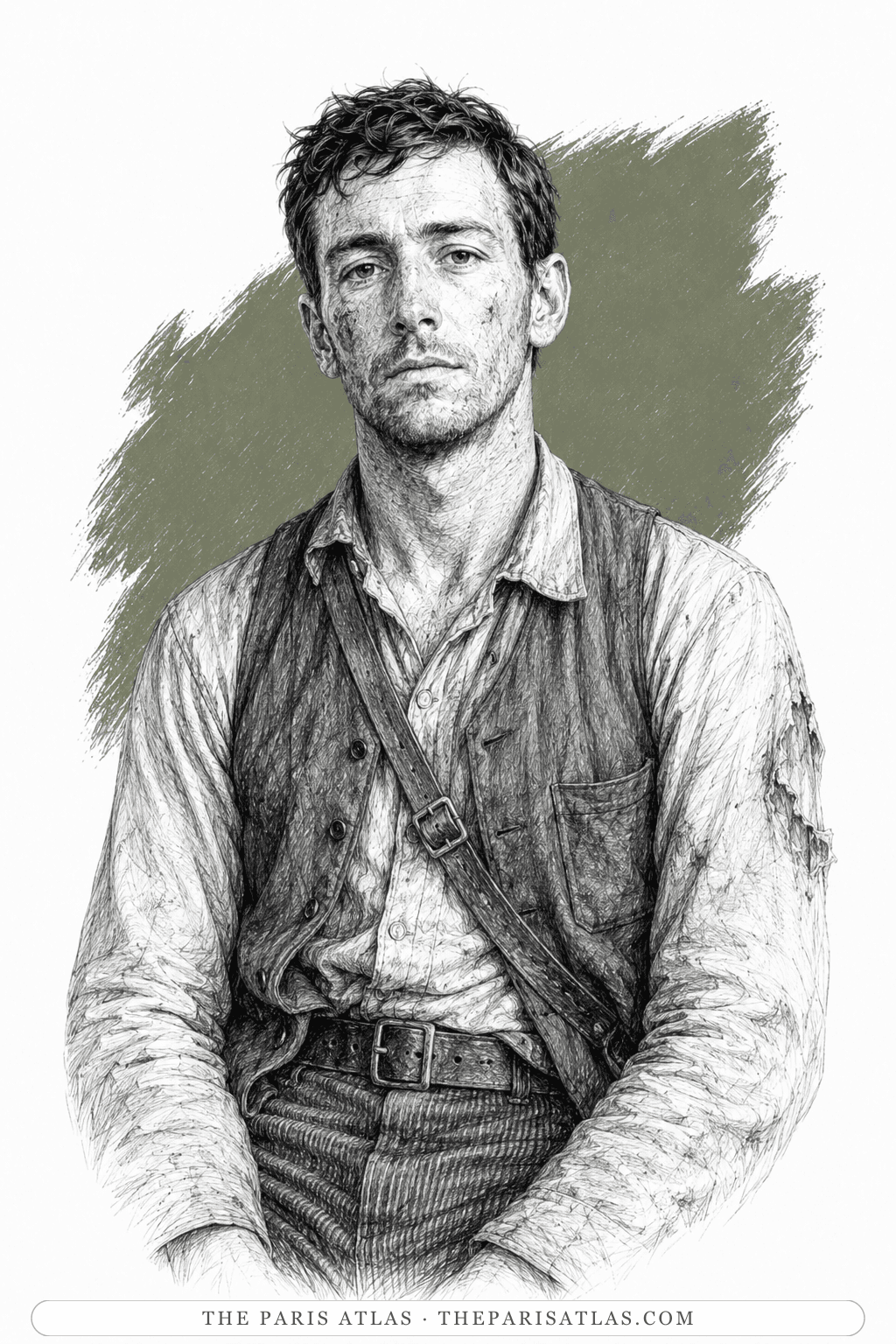 Illustrated portrait of The American militiaman in the jail