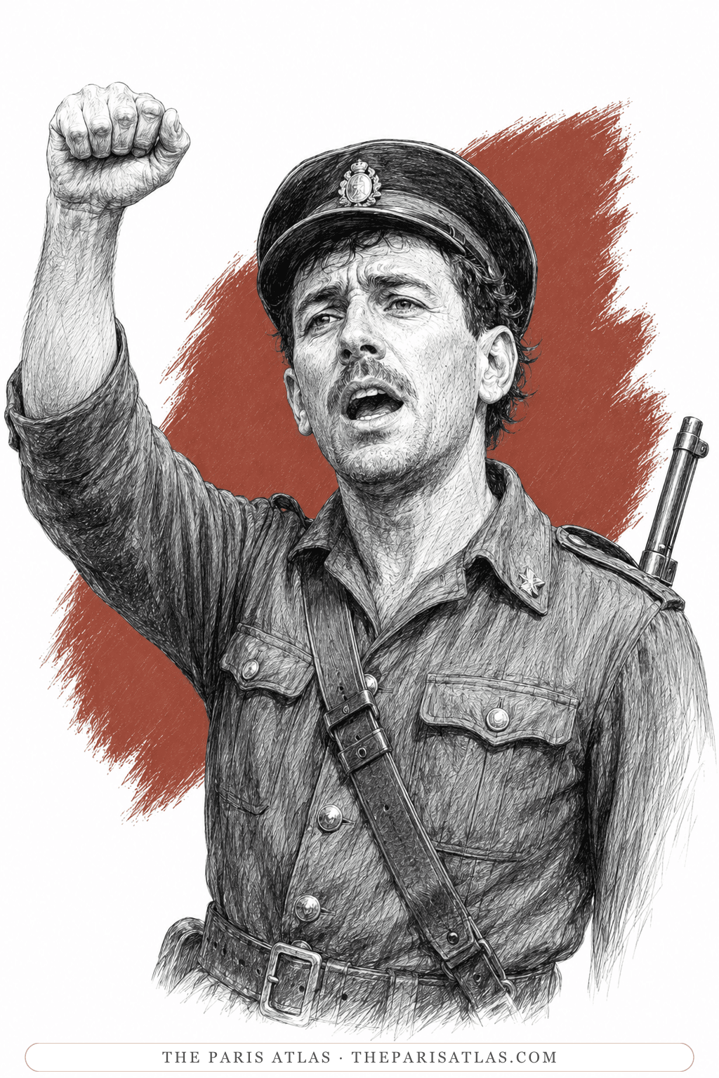 Illustrated portrait of The Civil Guard opposite the Café Moka
