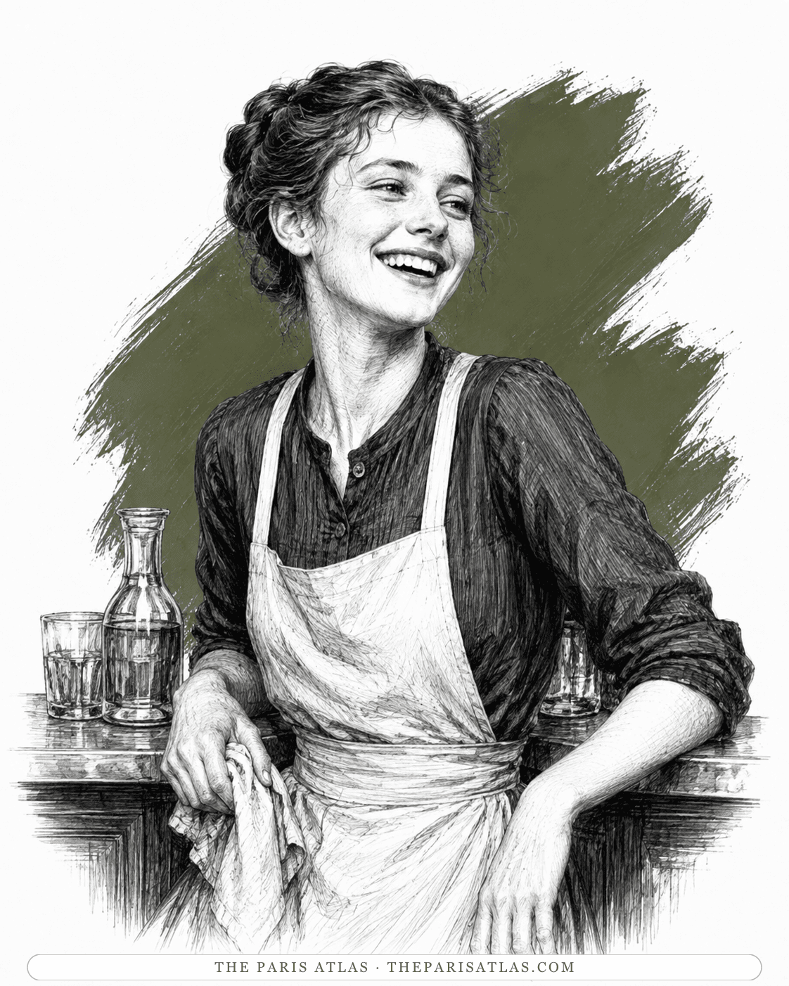 Illustrated portrait of The girl in the bistro