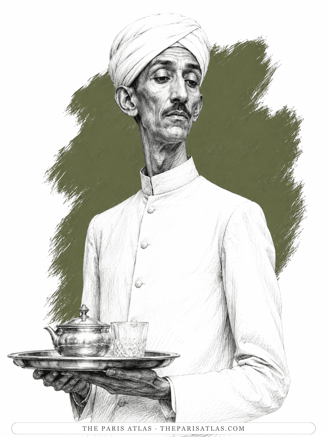 Illustrated portrait of The Lackersteens' butler