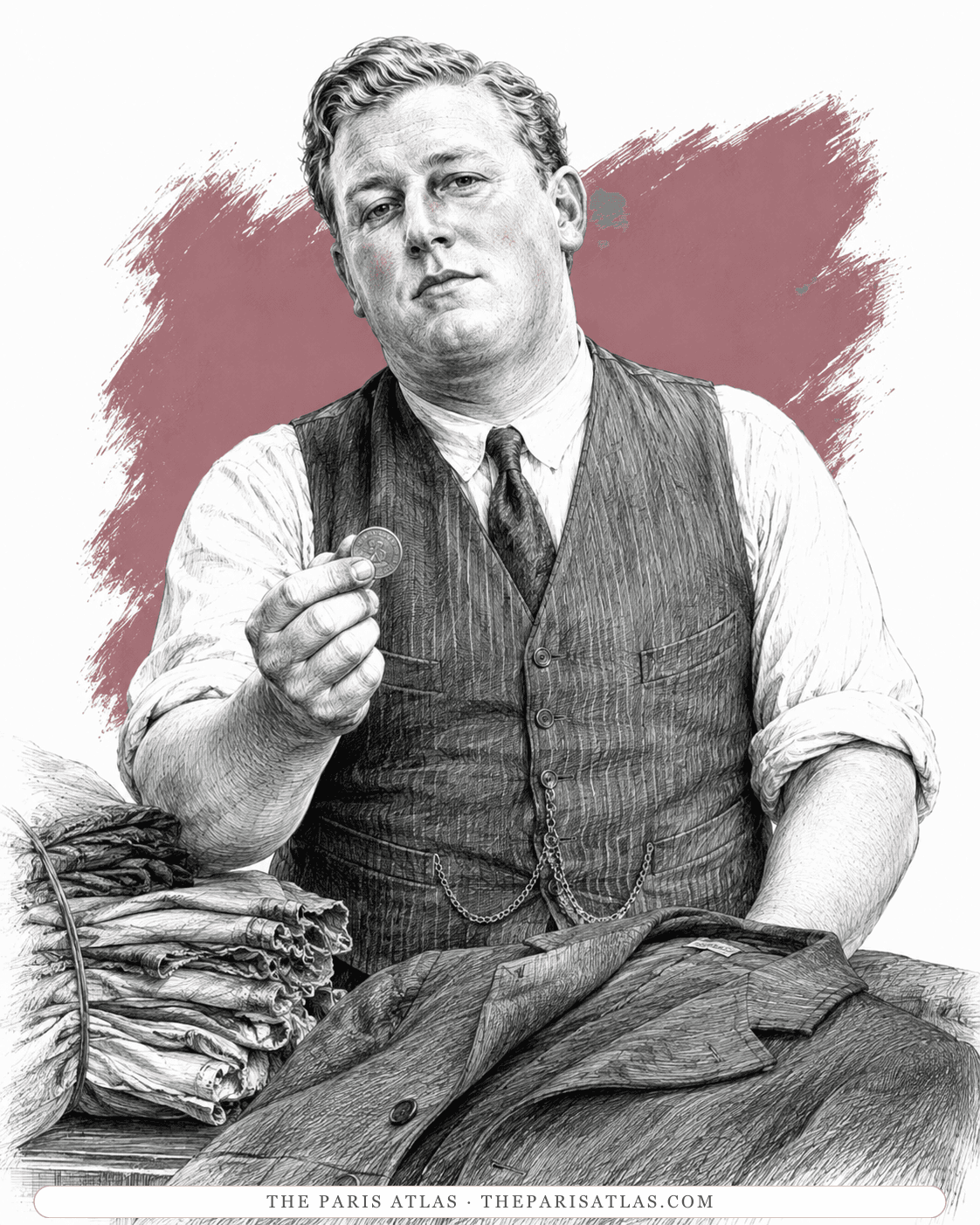 Illustrated portrait of The Lambeth clothes dealer