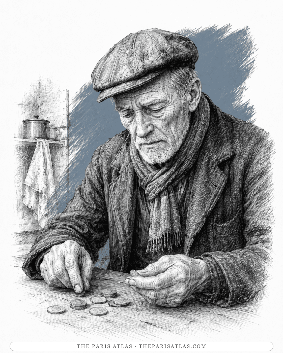 Illustrated portrait of The old-age pensioner