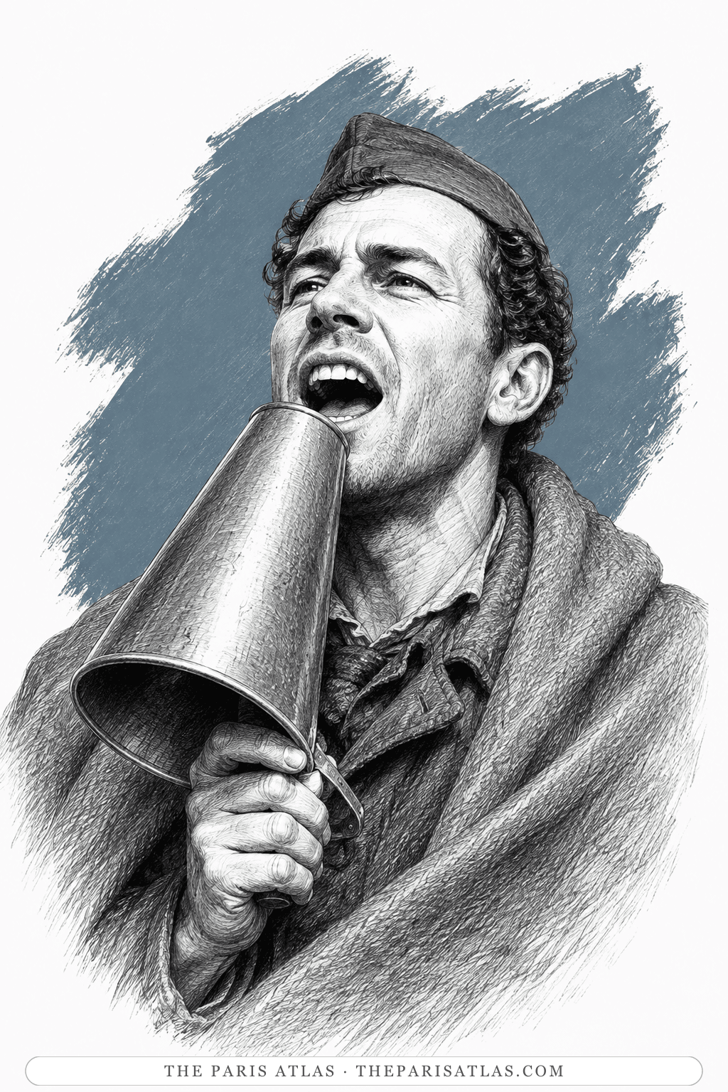 Illustrated portrait of The shouter at the P.S.U.C. post