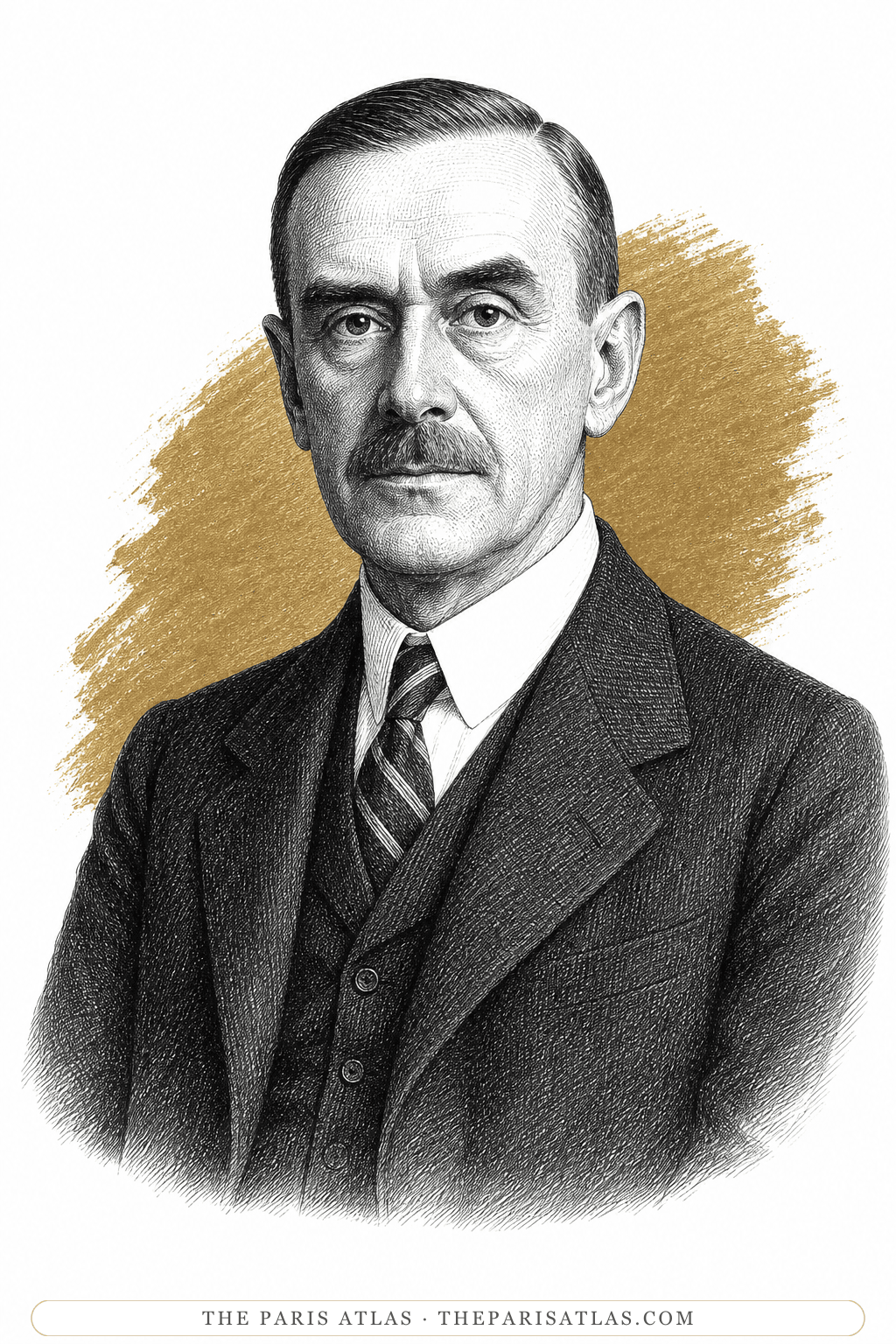Illustrated portrait of Thomas Mann