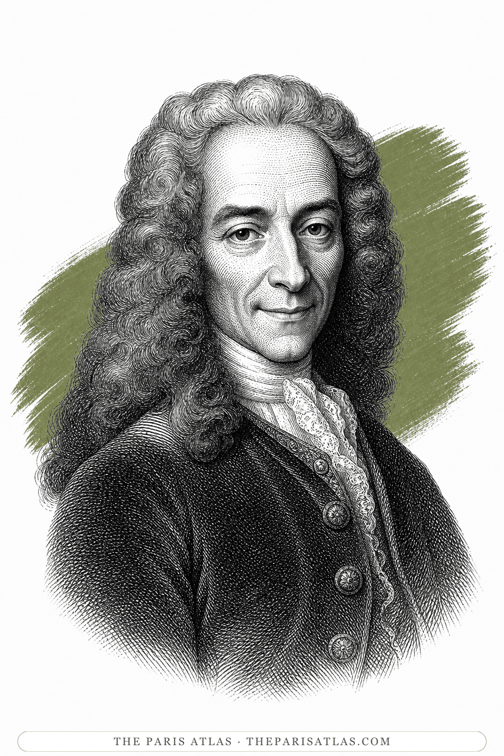 Illustrated portrait of Voltaire