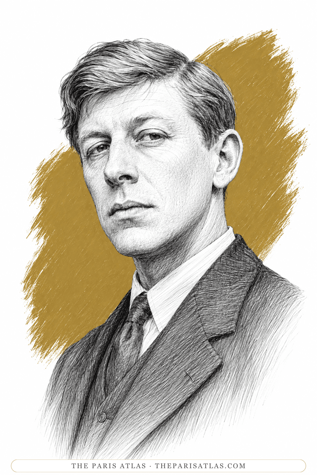 Illustrated portrait of W. H. Auden