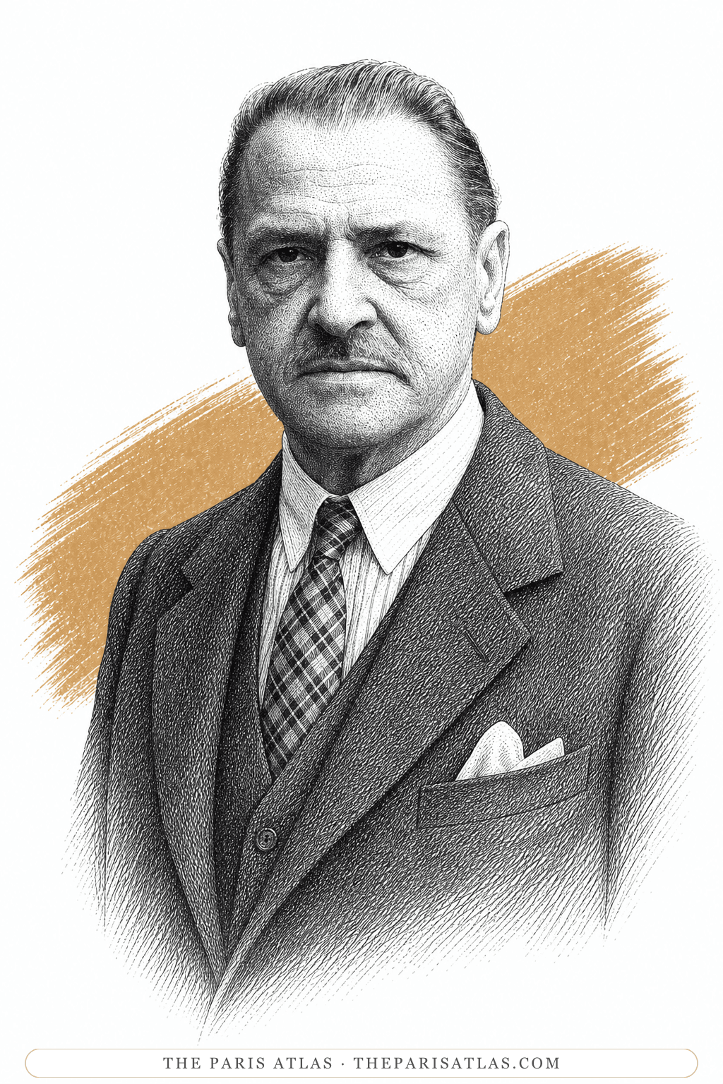 Illustrated portrait of W. Somerset Maugham