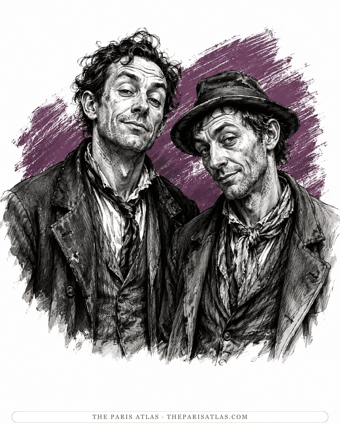 Illustrated portrait of William and Fred