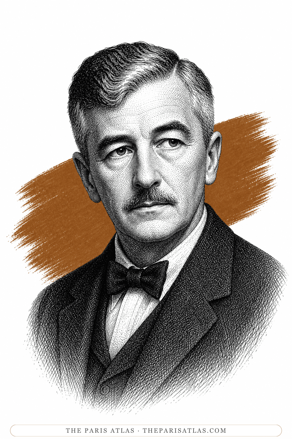 Illustrated portrait of William Faulkner