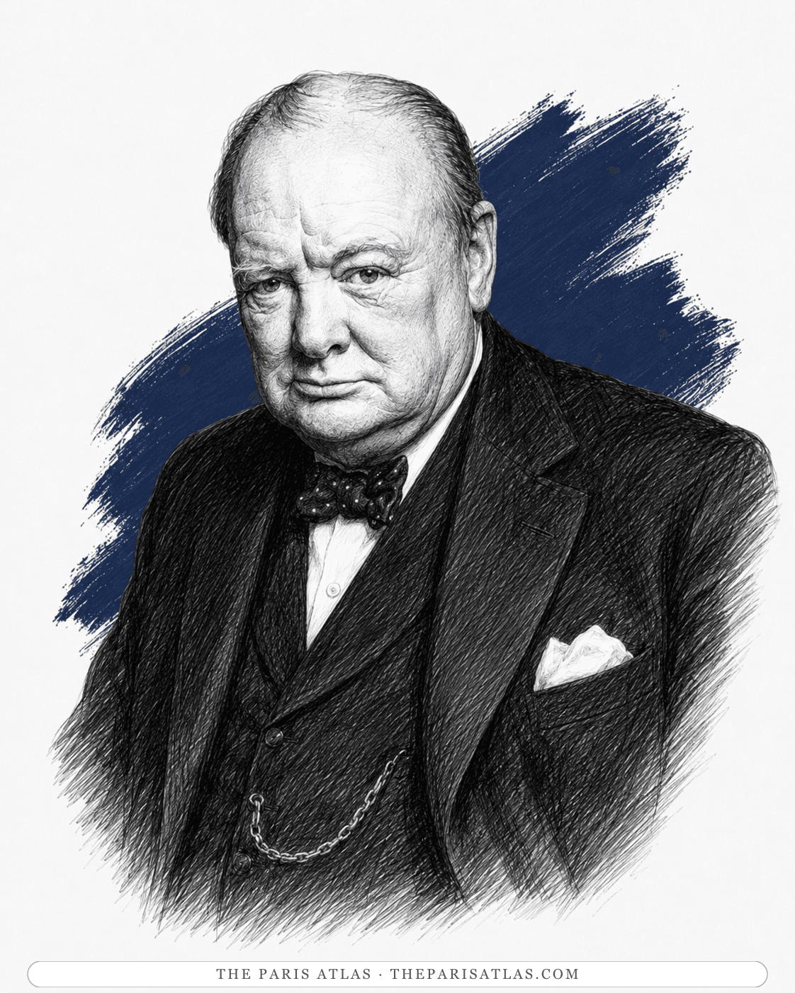 Illustrated portrait of Winston Churchill
