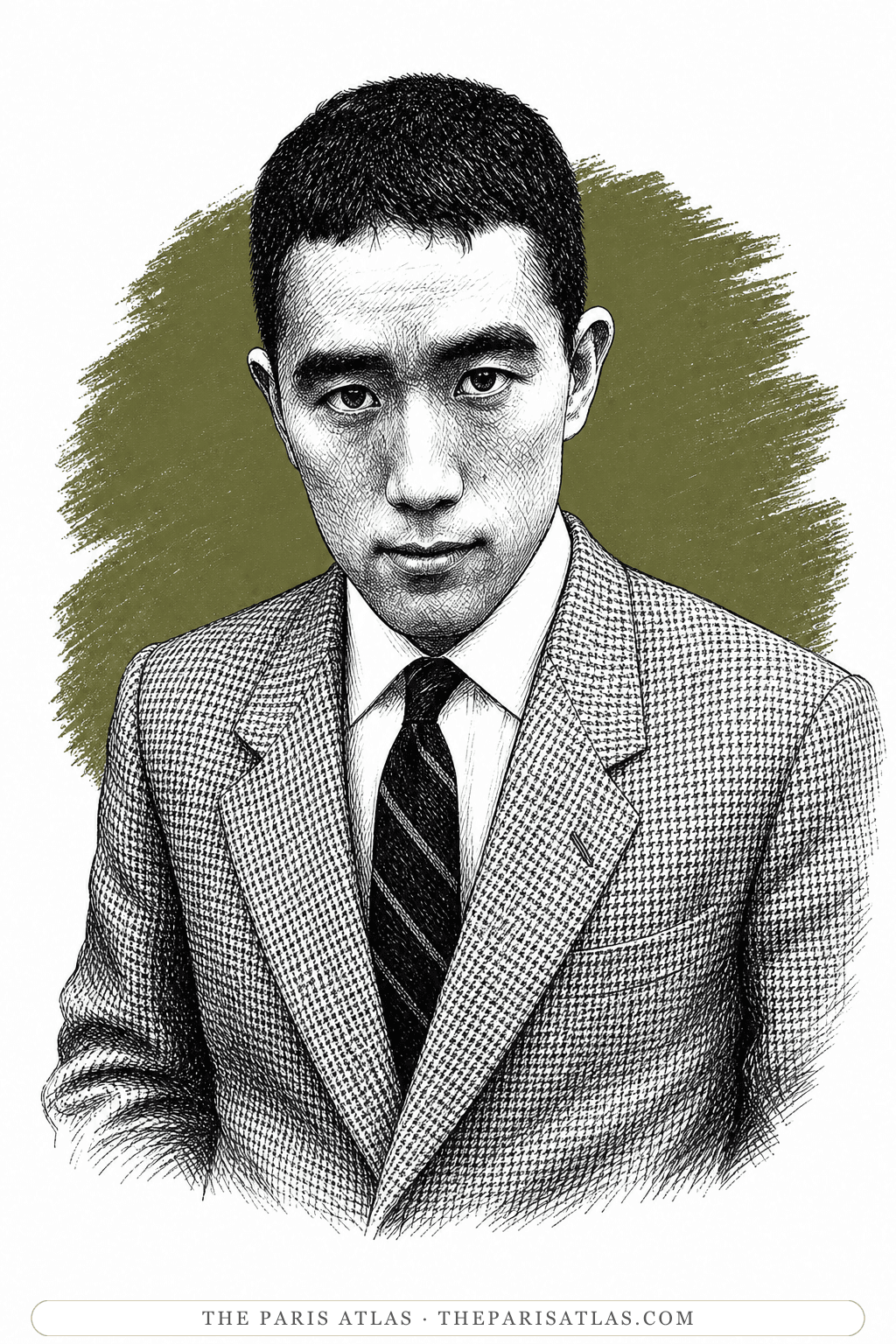 Illustrated portrait of Yukio Mishima
