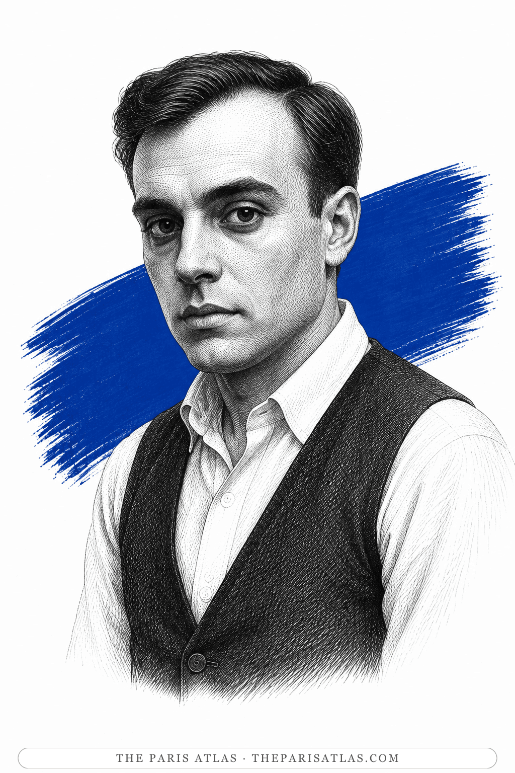Illustrated portrait of Yves Klein