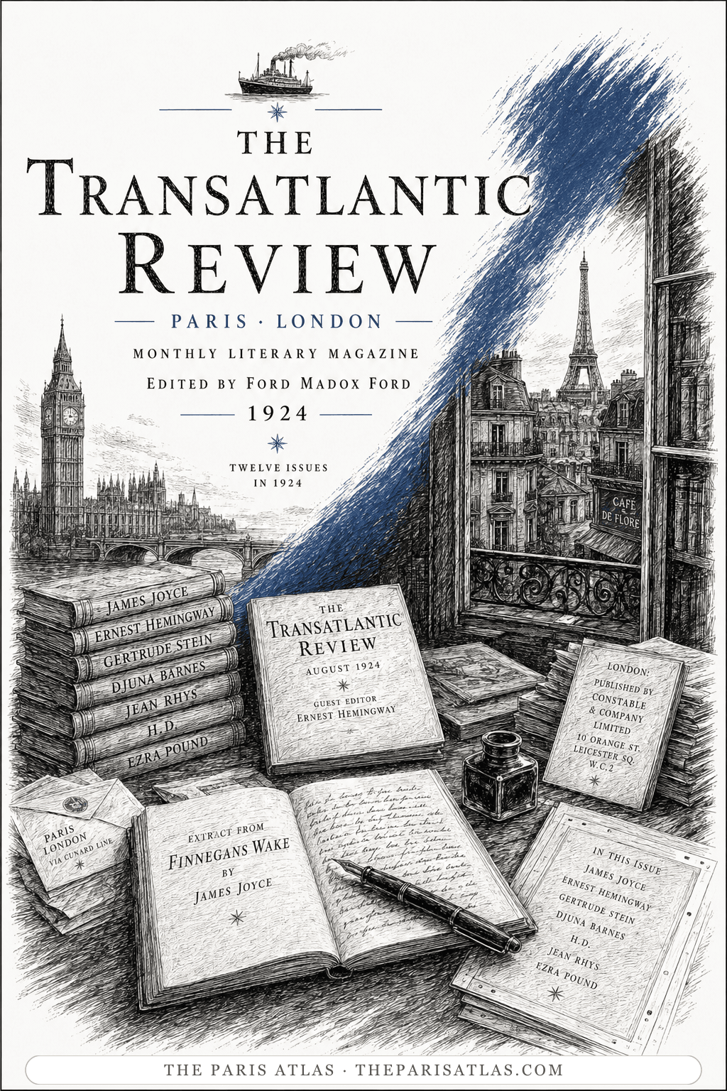 Illustrated poster for the transatlantic review, Paris, 1924