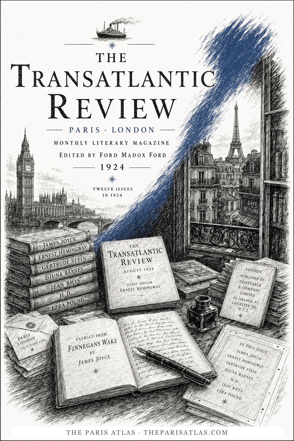 Illustrated poster for the transatlantic review, Paris, 1924